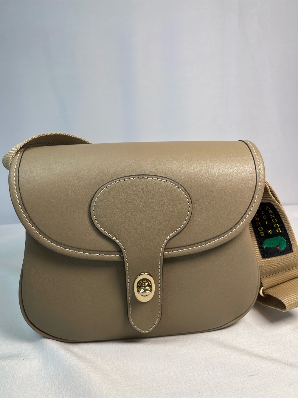 Dooney & Bourke Saddle 22 Taupe Leather Crossbody Bag